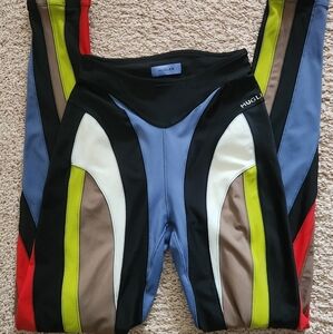 Mugler Colorblock Leggings with Red, Blue, and Yellow Size 36